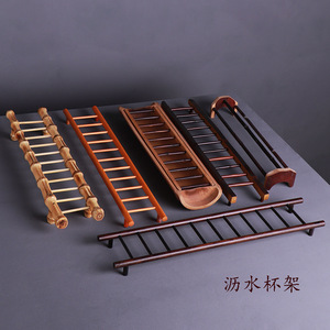Bamboo Cup Drying Rack Oval Quick Dry Tea Ceremony Accessory Kitchen Tableware Storage Rack Traditional Chinese Design - Product Image 5
