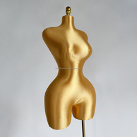 Mannequin ajustable en tissu doré foncé, demi-corps, pour robe brésilienne BBL, grande taille, forte poitrine, fesses généreuses, pour présentation de vêtements féminins sexy