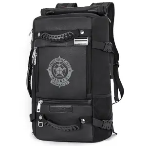 New hot vender personalizado caminhadas escalada homens à prova d' água preto PU back packs viagens ao ar livre laptop mochila saco mochila