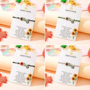 Moda exquisita girasol abeja tejida a mano girasol valiente tarjeta bendición cuerda para niñas y niños - Product Image 1