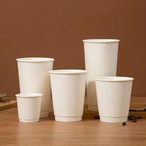 JN-Taza de papel desechable ecológica para café, taza de papel para bebidas calientes, taza de papel con logotipo, taza de papel de pared simple - Product Image 2
