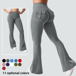 <span class=keywords><strong>Pantaloni</strong></span> da Yoga a <span class=keywords><strong>vita</strong></span> alta da donna elasticizzati <span class=keywords><strong>in</strong></span> <span class=keywords><strong>vita</strong></span> svasati sportivi sportivi stretti <span class=keywords><strong>con</strong></span> Lifting dell'anca tinta unita - Product Image 6