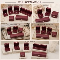 Boîte de rangement de voyage personnalisée en cuir PU grainé avec fermeture éclair, fenêtre en verre, double couche de velours pour bagues et boucles d'oreilles