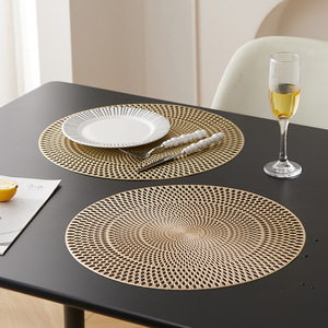 Nordic Minimalist Round Hollow Placemat Gold And Silver <b>Waterproof</b> Non Slip Heat Insulating Table <b>Mat</b> For Dining - Product Image 3