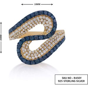 Anillo Ornaatis Diamond Wave de 1.09 quilates de oro amarillo chapado en plata de ley 925 con corte redondo para uso diario de mujer - Product Image 2