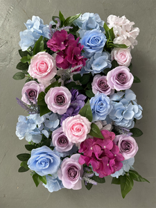 Panneau mural de fleurs artificielles, roses multicolores, <span class=keywords><strong>rose</strong></span>, <span class=keywords><strong>bleu</strong></span>, violet, rouge, vert, blanc, hortensia, coquelicot, décoration de fond de mariage - Product Image 5