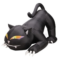 Décoration extérieure gonflable d'Halloween de chat noir de 6 pieds lumières LED accessoires de vacances intégrés pour les décorations murales de cour/jardin