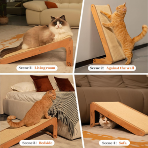 Rampa Rascadora de Sisal para Gatos de Interior, Poste Rascador en Forma de L de 24.8 Pulgadas, Plataforma Vertical para Gatos, Madera Sólida - Product Image 6