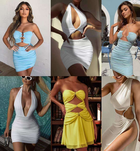Vestido de moda casual para mujer, superventas transfronterizo 2025, de color liso con rayas, vestido Sheines, disponible para entrega inmediata. - Product Image 2