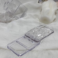 EN STOCK Boîte en plastique ondulé transparente rectangulaire avec couvercle rotatif, 2 compartiments, vide, pour fards à paupières