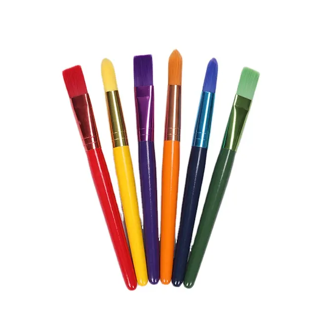 12pcs Chubby Early Learning Brushes Set For Kids Plastic Handle Nylon Hair DIY Paint Brushes