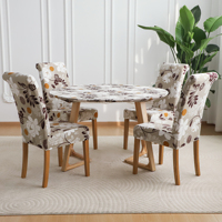Nappe imprimée imperméable avec bord élastique, nappe lavable pour cuisine, salle à manger, décoration de pique-nique en plein air