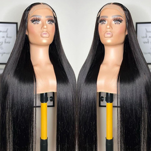 Perruques naturelles à franges noires Perruques en <span class=keywords><strong>cheveux</strong></span> humains naturels à cuticule alignée faites à la machine avec <span class=keywords><strong>frange</strong></span> pour femmes noires - Product Image 4