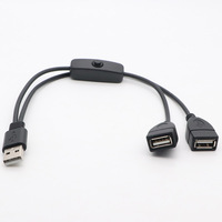 Câble d'extension USB mâle vers double femelle en Y avec interrupteur, répartiteur USB-A mâle vers double USB-A femelle, adapté aux usines OEM/ODM