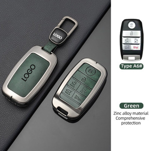 Thời trang Sang trọng Chất lượng cao logo Thương hiệu Hợp kim kẽm Da Kim loại Vỏ chìa khóa Vỏ hộp đựng cho xe Kia K3 - Product Image 4