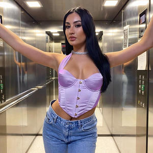 Gilet con reggiseno personalizzato a spina di pesce <span class=keywords><strong>Top</strong></span> in <span class=keywords><strong>raso</strong></span> con spalle scoperte abbigliamento da <span class=keywords><strong>donna</strong></span> Sexy elegante senza spalline <span class=keywords><strong>Top</strong></span> senza maniche senza maniche - Product Image 5