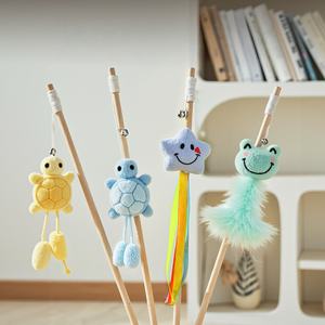 Fabricants Canne à pêche Canne à pêche en bois Menthe Ruban Poisson Teasing Cat Rod Cat Teasing Toys - Product Image 1