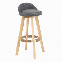 Tabouret haut moderne en bois massif avec fonction rotative, chaise de réception à dossier haut, chaise de bar simple et décontractée pour la maison