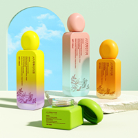 Nouvel Ensemble d'Emballages Cosmétiques en Verre Rose : Bouteilles et Pots Carrés Plats Vides Personnalisés pour Soins de la Peau en Gros