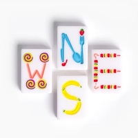 Spot Luxe wit geschilderde fruit- en groentenmahjongset Prachtig gesneden tegels in koffer Amerikaanse mahjong-stijl kerstcadeaus