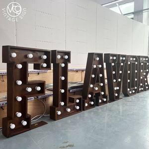 Lettres lumineuses en métal rouillé avec ampoules blanc chaud, enseigne lumineuse industrielle vintage pour bars, événements et décoration rétro - Product Image 2