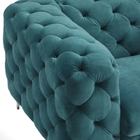 Canapé modulaire Chesterfield 2 places inclinable en velours vert, style nordique, pour salon, avec rembourrage en éponge