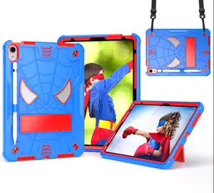 Kids Case for iPad 10 2022 10.9 with Shoulder Strap Adjustable Pencil Holder 3-Layers Hybrid Heavy Duty Bumper