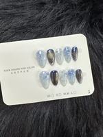 Vente en gros de faux ongles Aurora Cat Eye faits à la main, à paillettes, dégradés, en forme d'amande, réutilisables, personnalisés pour les salons de manucure
