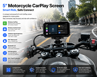 Radio Mobil Portabel 5 Inci untuk Motor, Wireless Carplay Android Auto, Deteksi Tekanan Belakang, Layar IP68