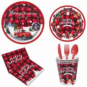Nouvelles décorations sur le thème de Noël : Ensemble de fournitures de fête jetables en gros - Product Image 5