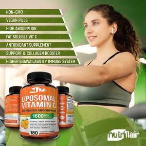 <span class=keywords><strong>Vitamina</strong></span> <span class=keywords><strong>C</strong></span> Liposomal 1600mg 180 <span class=keywords><strong>C</strong></span>ápsulas Alta Absorción Liposoluble VC Suplemento Antioxidante Apoyo al Sistema Inmunológico - Product Image 3
