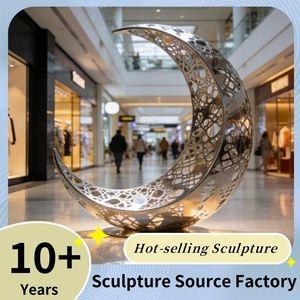 Escultura de Luna Moderna, Grande, Personalizada, de Lujo, para Jardín, Exterior, Urbana, de Alta Calidad, en Acero Inoxidable, Resistente a la Intemperie - Product Image 4