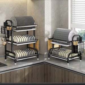 Estante de Cocina Multifuncional al por Mayor, Escurridor de Platos Doble de ABS+Silicona+Aluminio para Cuencos y Palillos - Product Image 3