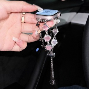 Bracelet de montre en verre Fashion Star pour <span class=keywords><strong>Apple</strong></span> <span class=keywords><strong>Watch</strong></span> 10/9/8/7/6/<span class=keywords><strong>5</strong></span> Bijoux de luxe pour femmes Perles Bracelet pour IWatch 5678910SE - Product Image 3