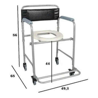 Chaise de toilette mobile portable pliable en acier avec roulettes verrouillables et dossier de soutien pour personnes âgées et handicapées