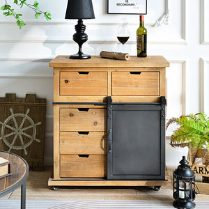 Vintage Rustic <strong>Industrial</strong> Style MDF Metal Barn Door Cabinet Coffee Bar Buffet <strong>Sideboard</strong> for Living Room Wood Storage Accent Home - Product Image 1