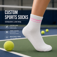 Chaussettes de sport en tissu éponge personnalisées OEM, processus jacquard, faible MOQ, avec logo personnalisé pour le tennis, le basketball, la course à pied