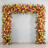 Arche de fleurs de mariage en soie artificielle réaliste de luxe, faite à la main, personnalisable, nouveau style, vente directe d'usine, toile de fond de mariage