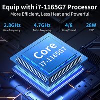 Mini PC de bureau sans ventilateur, processeur Core I7-1165G7, 16 Go de RAM DDR4, 256 Go de SSD NVME, 4K, 1* 1*DP VESA, Windows 11 Pro en stock