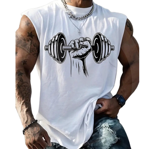 Camiseta sin mangas de algodón 100% para hombre, con estampado digital, de punto, informal, holgada, de secado rápido y transpirable, ideal para gimnasio, novedad 2026, superventas. - Product Image 1