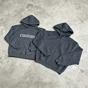 เสื้อฮู้ดซิปผู้ชายพิมพ์ลายตามสั่ง ผ้าฝ้าย 100% เฟรนช์เทอร์รี่ ทรงโอเวอร์ไซส์ สไตล์ลำลอง - Product Image 5