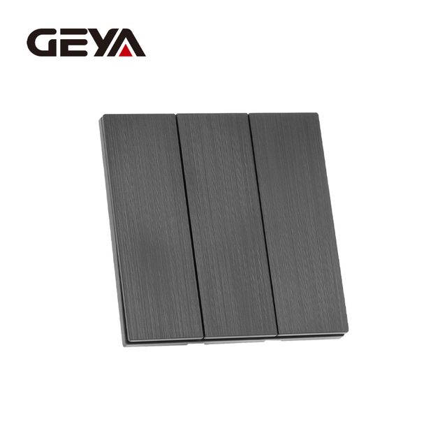 GEYA Custom Modern Stainless Steel Wire-drawing Waterproof Durable UK Standard 86*86mm Wall Switches 3 Gang 1 Way Plate Switch