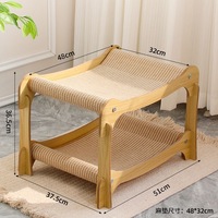 Offre Spéciale : Griffoir Classique 4 Niveaux en Corde de Sisal avec Lit et Hamac en Bois pour Chat, Idéal pour Jouer avec Plusieurs Chats
