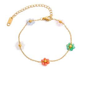 18K Gold Plated Women's Trendy Stainless Steel Bracelet Stylish Chain Link <b>Charm</b> Bracelets for Anniversary Colorful Fashionable - Product Image 5