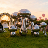 Champignon gonflable géant argenté brillant en PVC portable pour la publicité extérieure et la décoration d'événements