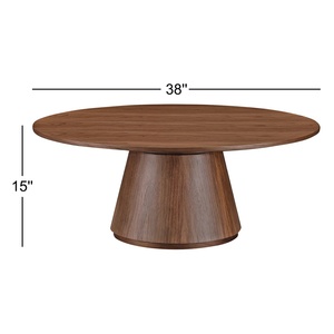 Tavolino da Caffè <span class=keywords><strong>Rotondo</strong></span> <span class=keywords><strong>in</strong></span> Legno Burlwood Stile Mid-Century Modern per Soggiorno, <span class=keywords><strong>Tavolo</strong></span> Centrale Piccolo con Base Affusolata per Appartamento - Product Image 2