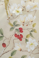 Papier peint de luxe SUNGPU, broderie à la main, peinture murale florale de magnolia et d'oiseaux, art mural brodé de qualité supérieure pour villa et hôtel