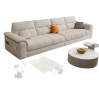 Canapé sectionnel moderne en lin gris 3 places avec ottoman, meubles confortables pour salon, meubles pour appartement