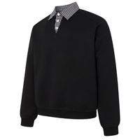 Sweat-shirts d'hiver épais 420g pour hommes, style urbain, effet deux-pièces, coupe décontractée, anti-plis, col à revers à carreaux, hauts décontractés