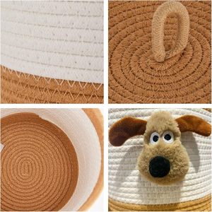 Cute <strong>Dog</strong> Decor Customized Round Desktop <strong>Toys</strong> Keys Sundries Organizer <strong>Cotton</strong> <strong>Rope</strong> <strong>Woven</strong> Storage Basket for Living Room with Lid - Product Image 5